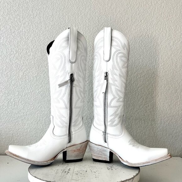 Lane MEGAN MORONEY Smokeshow Womens Cowboy Boots 5 White Western Cowgirl Tall - Picture 7 of 12